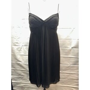 Ted Baker London Black Pleated Mini Dress Spaghetti Straps Button Back Size 2